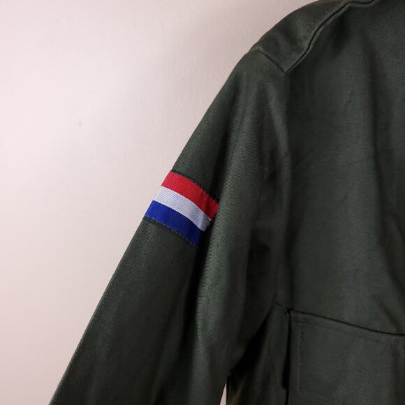 Vintage KL Military Snap Button Front Cotton Jacket Dutch Patch Size L - Picture 4 of 11